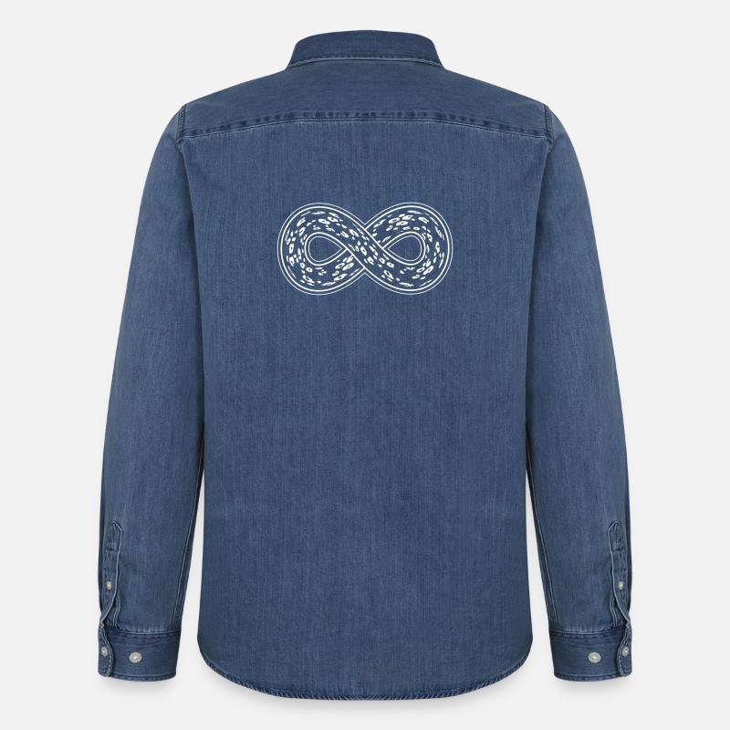 Leopard Infinity mit doppeltem Rand - Männer Jeanshemd Organic von Stanley/Stella - verwaschenes Mittelblau