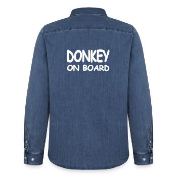 Esel - Männer Jeanshemd Organic von Stanley/Stella - verwaschenes Mittelblau  - Hinten - AI Model Male 185 light (185cm)