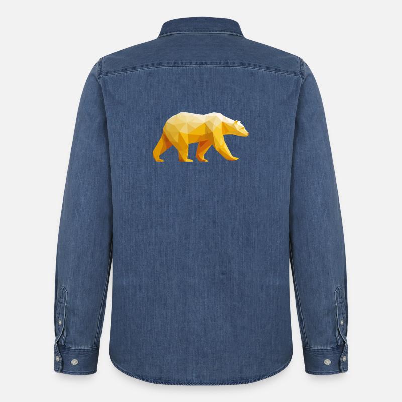 Polar Bär Polygon Eisbär Winter - Männer Jeanshemd Organic von Stanley/Stella - verwaschenes Mittelblau 