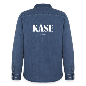 Käse ist Liebe - Männer Jeanshemd Organic von Stanley/Stella - verwaschenes Mittelblau  - Hinten - AI Model Male 185 light (185cm)