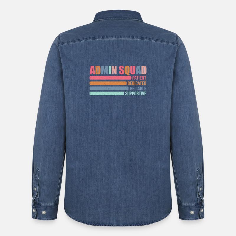 Admin Squad: Farbig Retro Büroteam Geschenk - Männer Jeanshemd Organic von Stanley/Stella - verwaschenes Mittelblau 