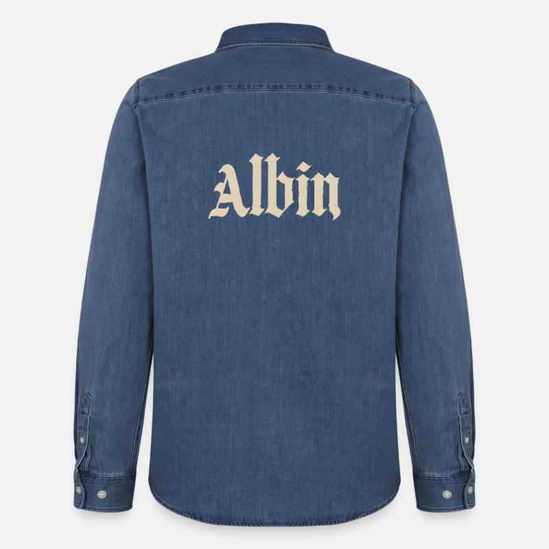Abhin in Gothic Script - Männer Jeanshemd Organic von Stanley/Stella - verwaschenes Mittelblau