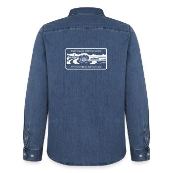 Insel Classic Oldtimertreffen Uhyst Spree - Männer Jeanshemd Organic von Stanley/Stella - verwaschenes Mittelblau  - Hinten - AI Model Male 185 light (185cm)