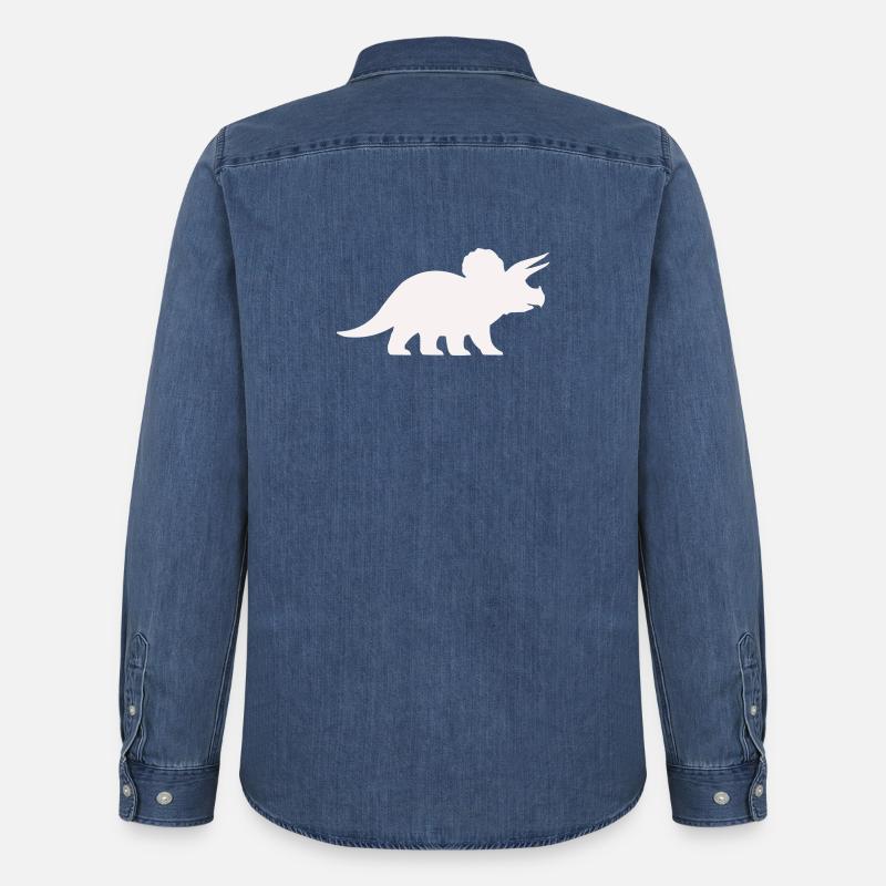 Triceratops Silhouette – Minimal-Dino - Männer Jeanshemd Organic von Stanley/Stella - verwaschenes Mittelblau