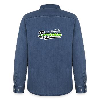 Bremen - Männer Jeanshemd Organic von Stanley/Stella - verwaschenes Mittelblau  - Hinten - AI Model Male 185 light (185cm)
