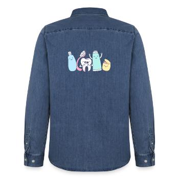 Receptionist Dentist - Men’s Organic Denim Shirt by Stanley/Stella - mid washy  - Back - AI Model Male 185 light (185cm)