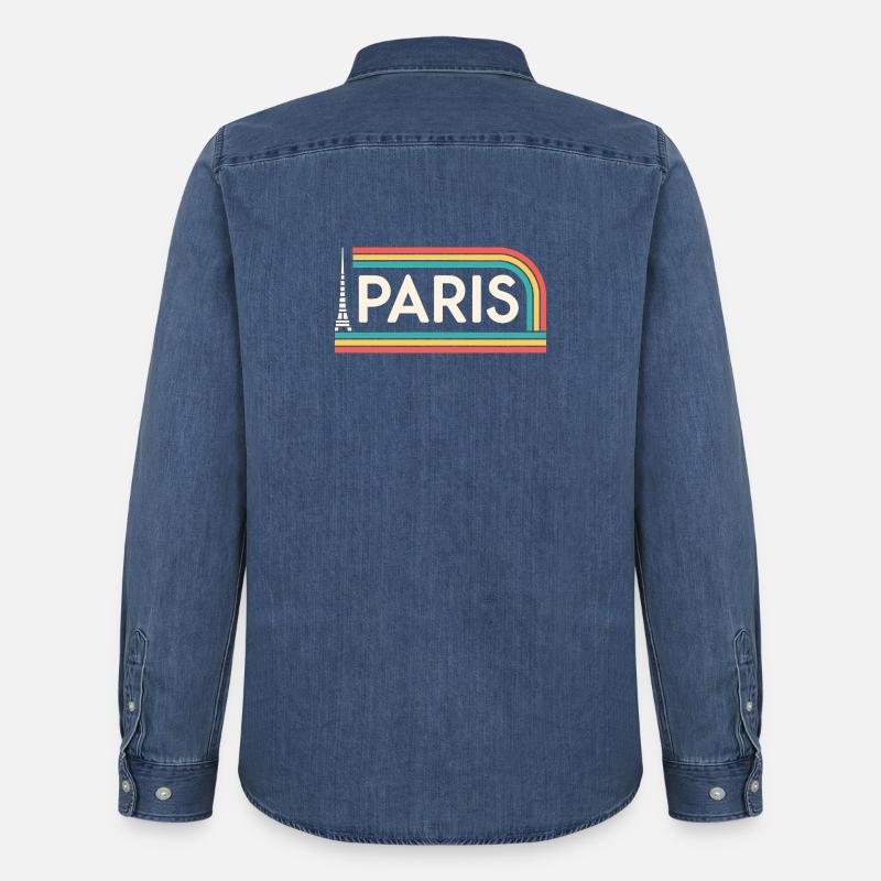 Paris Rainbow Retro - Männer Jeanshemd Organic von Stanley/Stella - verwaschenes Mittelblau 