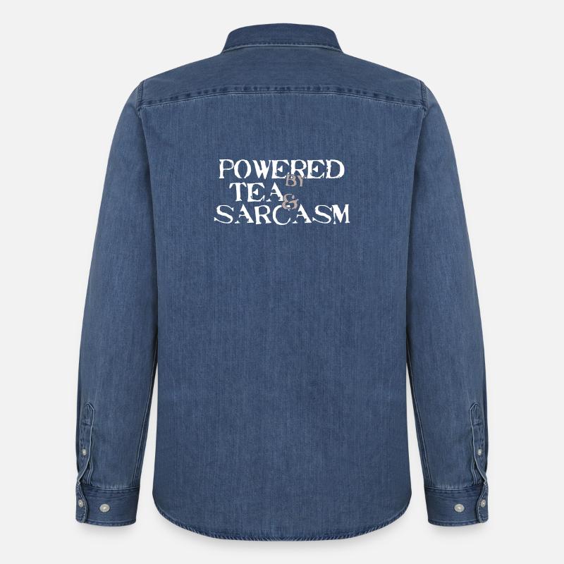 Powered by Tea & Sarcasm - Männer Jeanshemd Organic von Stanley/Stella - verwaschenes Mittelblau 
