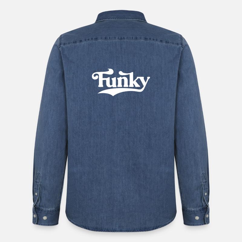 Funky Retro Script Logo - Männer Jeanshemd Organic von Stanley/Stella - verwaschenes Mittelblau 