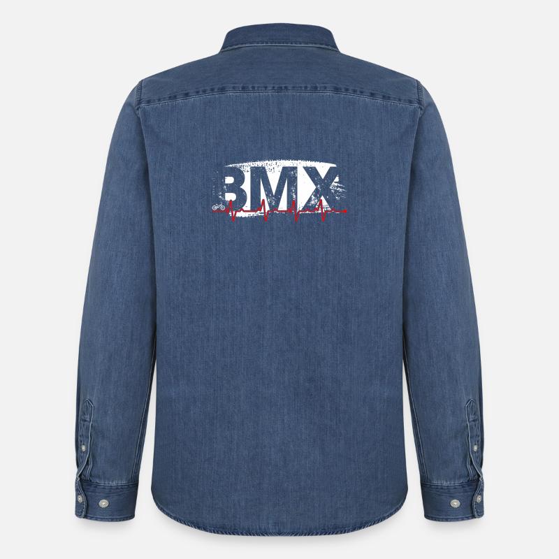 BMX Pulse Graffiti - Männer Jeanshemd Organic von Stanley/Stella - verwaschenes Mittelblau