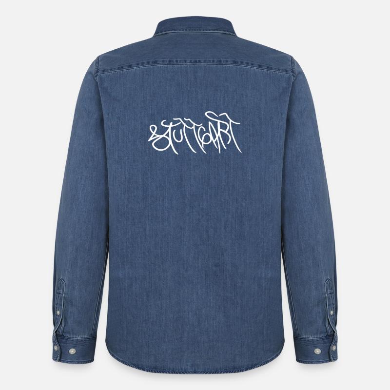 Echtes Stuttgarter Geschenk - Männer Jeanshemd Organic von Stanley/Stella - verwaschenes Mittelblau 