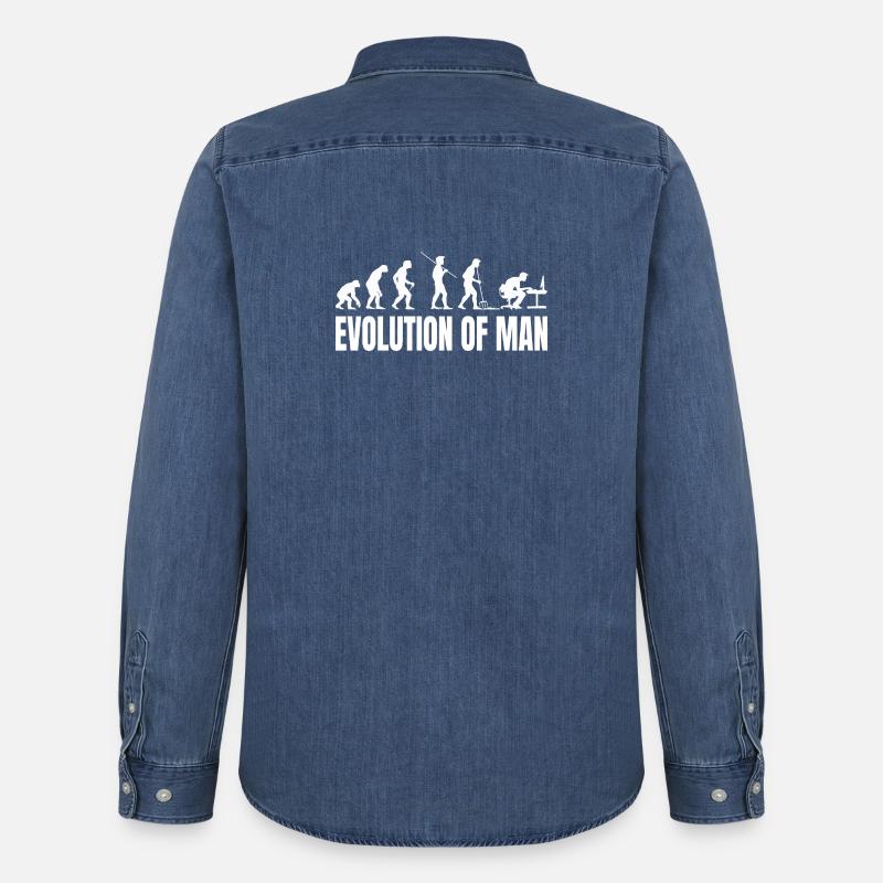 Evolution of Programmer IT Computer Coder - Men’s Organic Denim Shirt by Stanley/Stella - mid washy