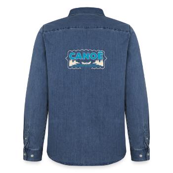 Canoeing on Sylvester Lake - Men’s Organic Denim Shirt by Stanley/Stella - mid washy  - Back - AI Model Male 185 light (185cm)
