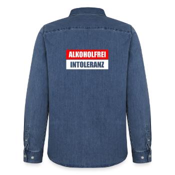 Alkoholfrei Intoleranz Biertrinker Bierliebhaber - Männer Jeanshemd Organic von Stanley/Stella - verwaschenes Mittelblau  - Hinten - AI Model Male 185 light (185cm)