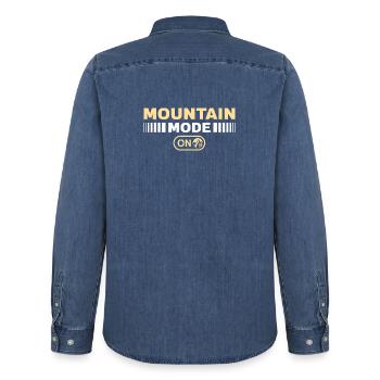 Mountain mode on Wandern Berge Bergsteigen - Männer Jeanshemd Organic von Stanley/Stella - verwaschenes Mittelblau  - Hinten - AI Model Male 185 light (185cm)