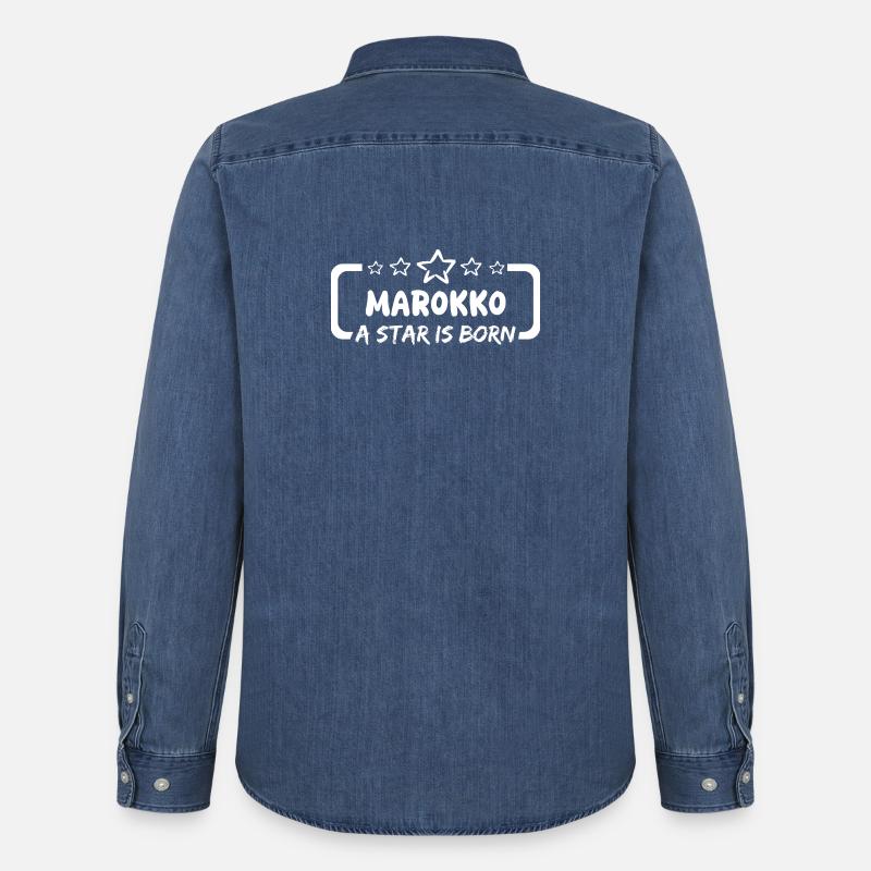 Marokko als Held - Männer Jeanshemd Organic von Stanley/Stella - verwaschenes Mittelblau