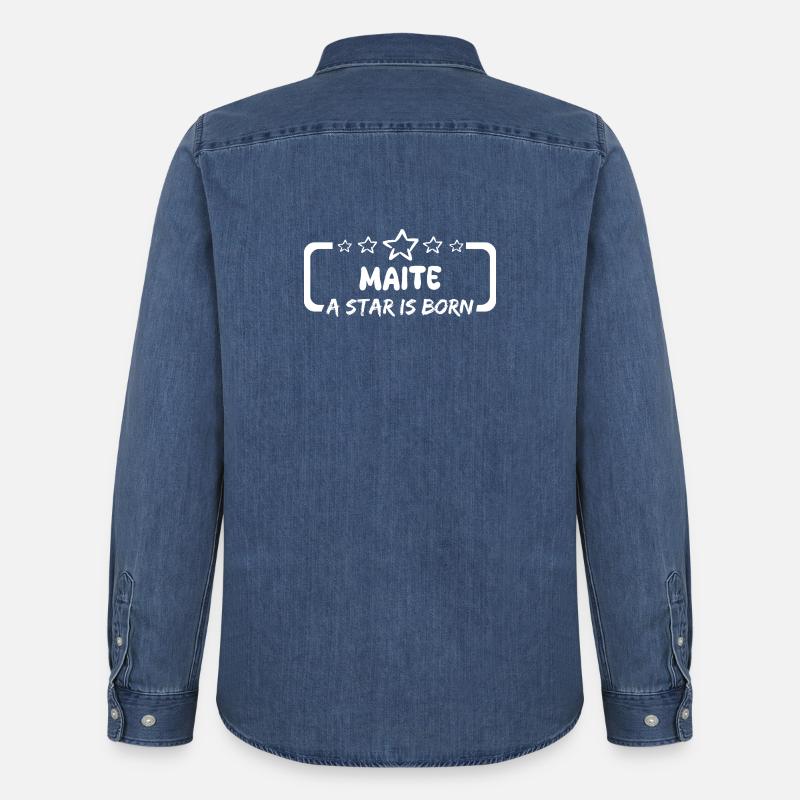 Spruch Maite - Männer Jeanshemd Organic von Stanley/Stella - verwaschenes Mittelblau