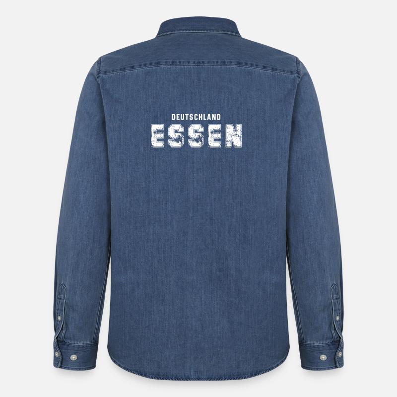 Deutscher Querformatdruck - Männer Jeanshemd Organic von Stanley/Stella - verwaschenes Mittelblau 