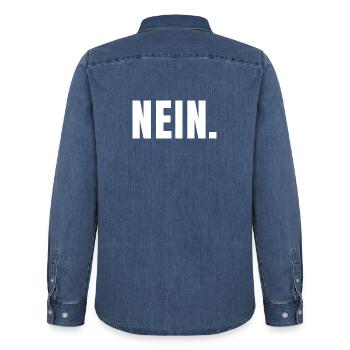 NEIN. | Klares Statement in Typografie - Männer Jeanshemd Organic von Stanley/Stella - verwaschenes Mittelblau  - Hinten - AI Model Male 185 light (185cm)