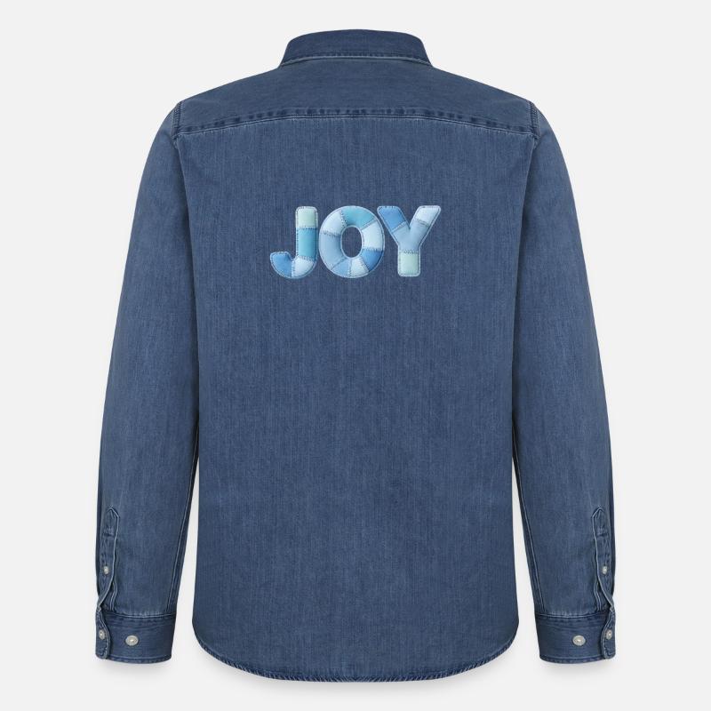 Blue Patchwork Joy Schriftzug - Männer Jeanshemd Organic von Stanley/Stella - verwaschenes Mittelblau 