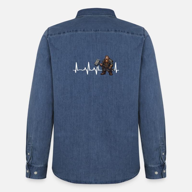 Dwarf Hammer Herzschlag - Männer Jeanshemd Organic von Stanley/Stella - verwaschenes Mittelblau 