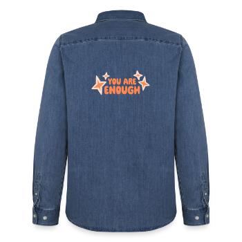 You Are Enough Selbstliebe Motivationsspruch Zitat - Männer Jeanshemd Organic von Stanley/Stella - verwaschenes Mittelblau  - Hinten - AI Model Male 185 light (185cm)