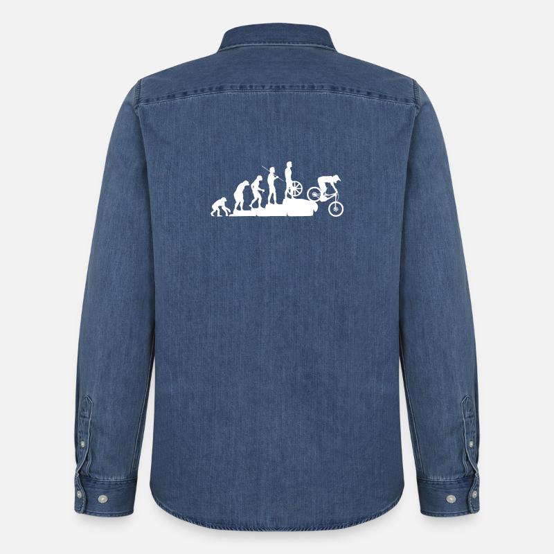 MTB Evolution Downhill edit - Chemise en denim homme bio Stanley/Stella - bleu moyen délavé 
