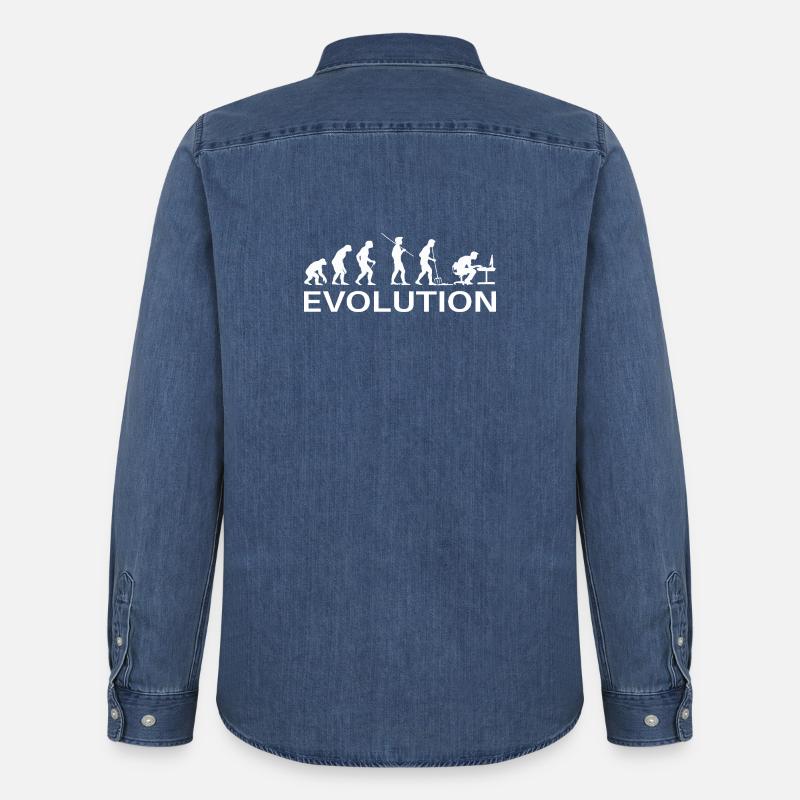 Programmierer Evolution Informatiker Entwickler - Männer Jeanshemd Organic von Stanley/Stella - verwaschenes Mittelblau 