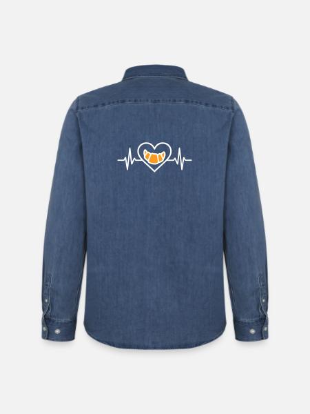 Croissant Coeur Gourmet Breakfast - Men’s Organic Denim Shirt by Stanley/Stella - mid washy 