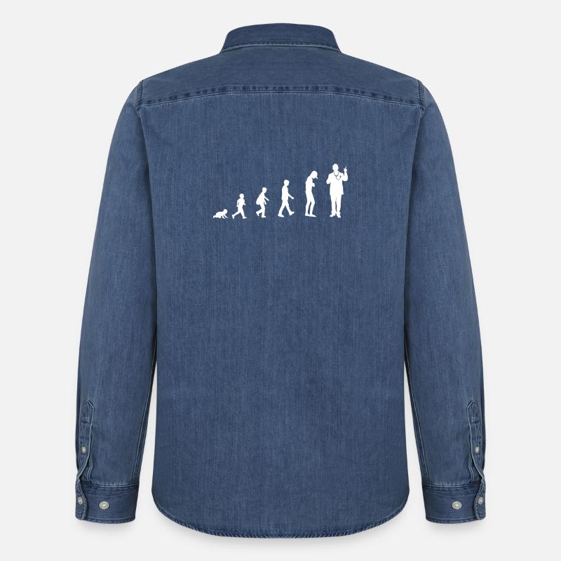 Évolution du bébé au médecin - Chemise en denim homme bio Stanley/Stella - bleu moyen délavé 
