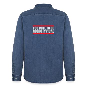 Too Cute To Be Neurotypical Lustig Autismus Logo - Männer Jeanshemd Organic von Stanley/Stella - verwaschenes Mittelblau  - Hinten - AI Model Male 185 light (185cm)