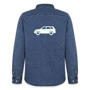 Pastel Car Silhouette - Men’s Organic Denim Shirt by Stanley/Stella - mid washy  - Back - AI Model Male 185 light (185cm)