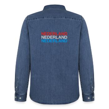 NIEDERLANDE Nederland Netherlands Holland - Men’s Organic Denim Shirt by Stanley/Stella - mid washy  - Back - AI Model Male 185 light (185cm)