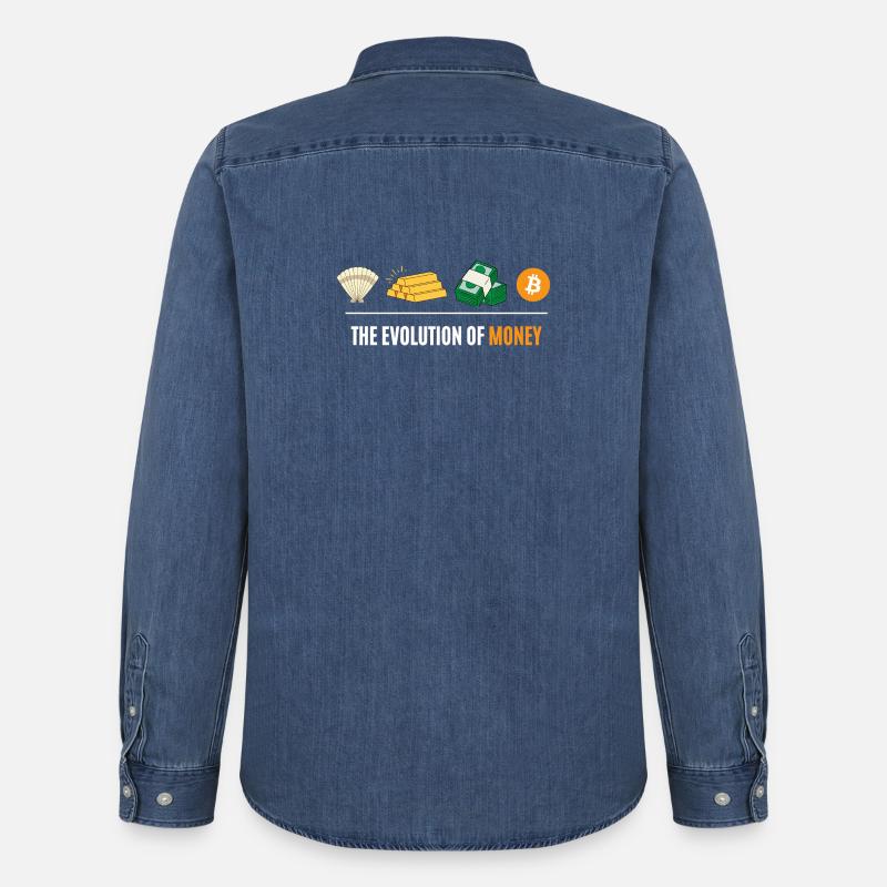 Die Evolution des Geldes - Männer Jeanshemd Organic von Stanley/Stella - verwaschenes Mittelblau