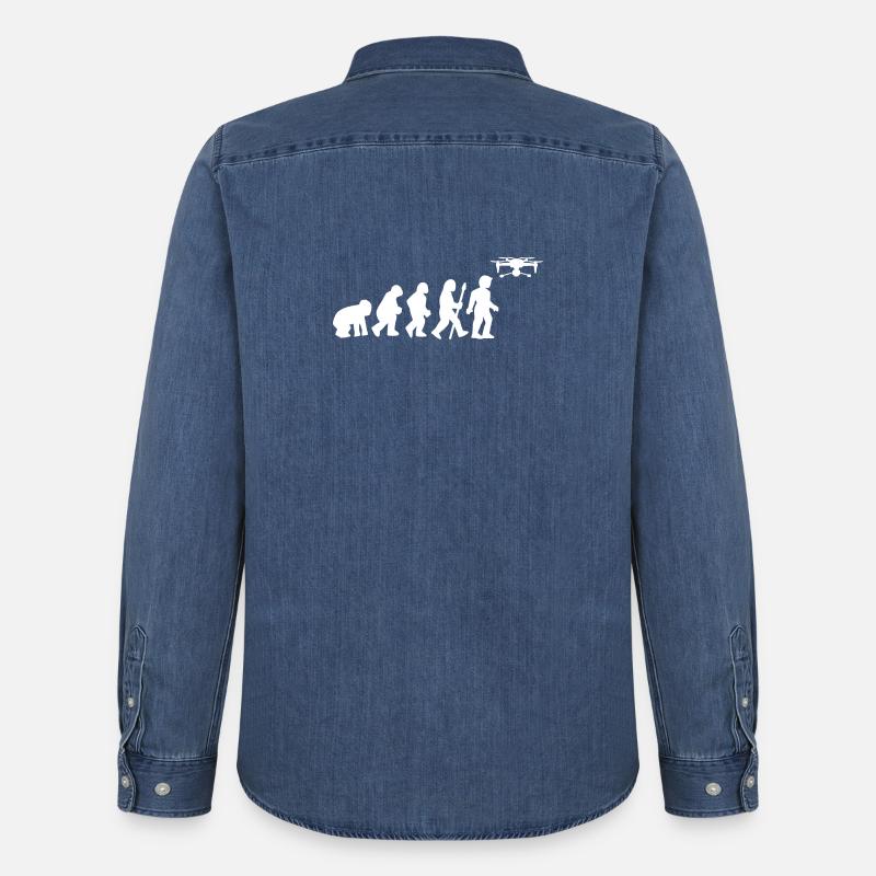 Drohnenpilot Evolution Quadrocopter - Männer Jeanshemd Organic von Stanley/Stella - verwaschenes Mittelblau