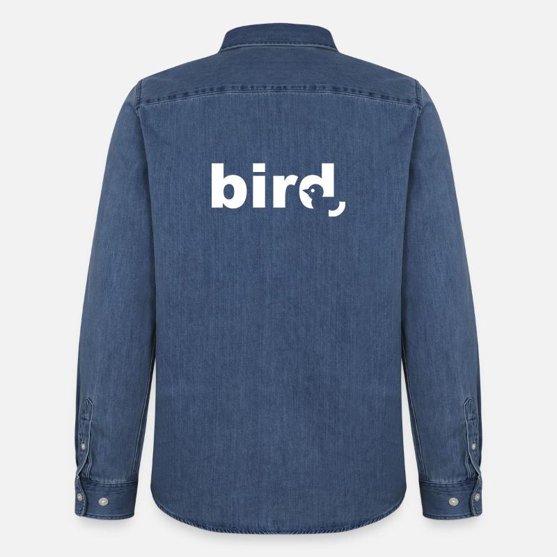 Bird White Text - Männer Jeanshemd Organic von Stanley/Stella - verwaschenes Mittelblau 