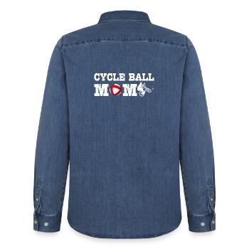 Radball, Radballer, Hallenradsport, Mom, Cycleball - Männer Jeanshemd Organic von Stanley/Stella - verwaschenes Mittelblau  - Hinten - AI Model Male 185 light (185cm)