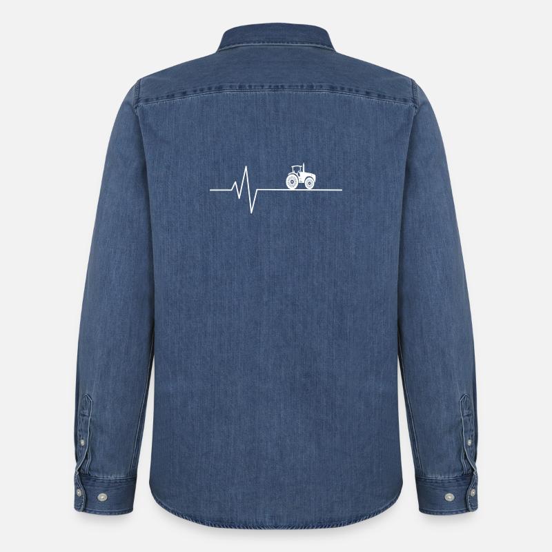 Traktor Herzschlag Bauer - Männer Jeanshemd Organic von Stanley/Stella - verwaschenes Mittelblau