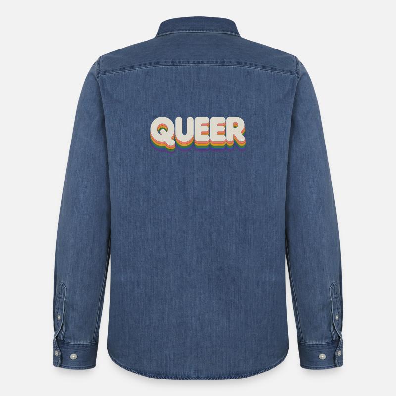 Queer - Cool Pride Logo - Männer Jeanshemd Organic von Stanley/Stella - verwaschenes Mittelblau