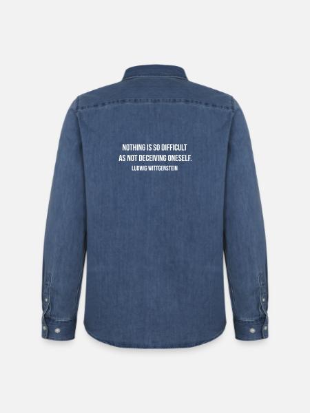 Ludwig Wittgenstein quote - Men’s Organic Denim Shirt by Stanley/Stella - mid washy