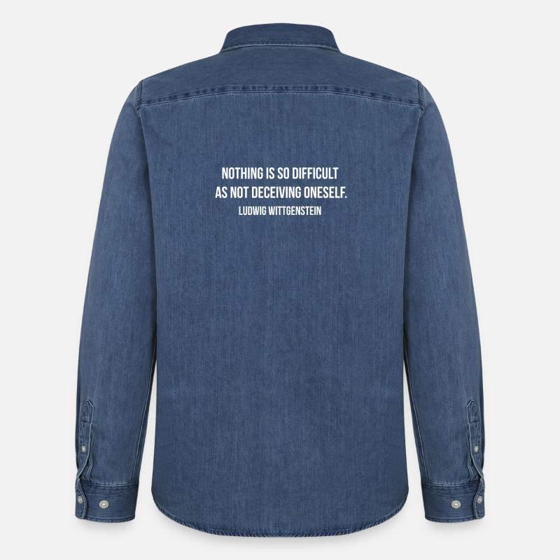 Zitat von Ludwig Wittgenstein - Männer Jeanshemd Organic von Stanley/Stella - verwaschenes Mittelblau 