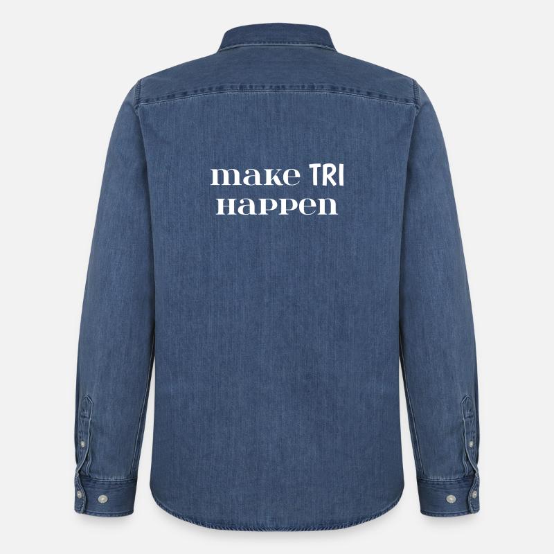 Mach TRI möglich. Triathlon-Geschenk - Männer Jeanshemd Organic von Stanley/Stella - verwaschenes Mittelblau 