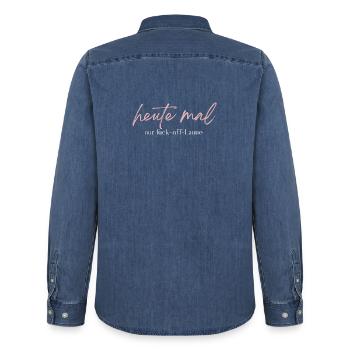 Heute mal nur Fuck-off-Laune – Statement - Männer Jeanshemd Organic von Stanley/Stella - verwaschenes Mittelblau  - Hinten - AI Model Male 185 light (185cm)
