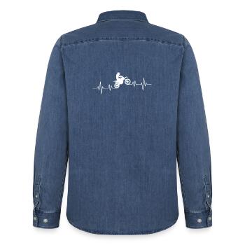 Motivational Radsport Design für Radfahrer - Männer Jeanshemd Organic von Stanley/Stella - verwaschenes Mittelblau  - Hinten - AI Model Male 185 light (185cm)