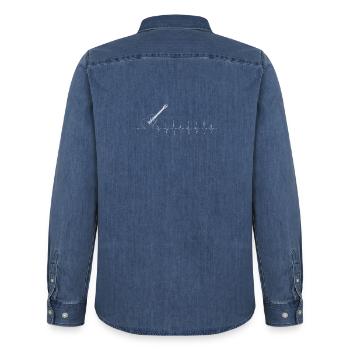 Gitarre Pulse Silhouette - Männer Jeanshemd Organic von Stanley/Stella - verwaschenes Mittelblau  - Hinten - AI Model Male 185 light (185cm)