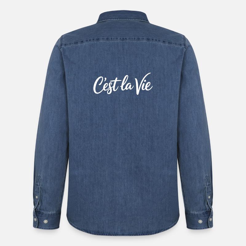 Cest la Vie Statement - Männer Jeanshemd Organic von Stanley/Stella - verwaschenes Mittelblau 