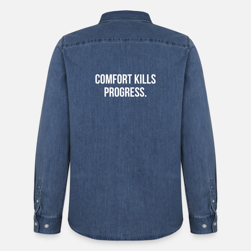 COMFORT KILLS PROGRESS. | Greyline Official - Männer Jeanshemd Organic von Stanley/Stella - verwaschenes Mittelblau