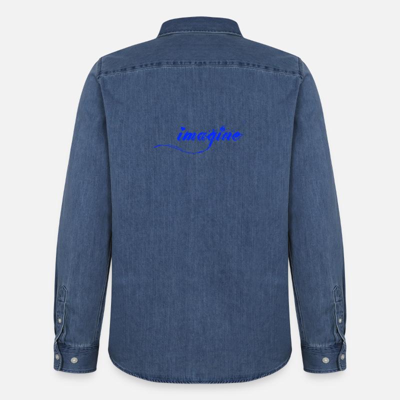 Imagine Blaue Farbklecks Script - Männer Jeanshemd Organic von Stanley/Stella - verwaschenes Mittelblau 