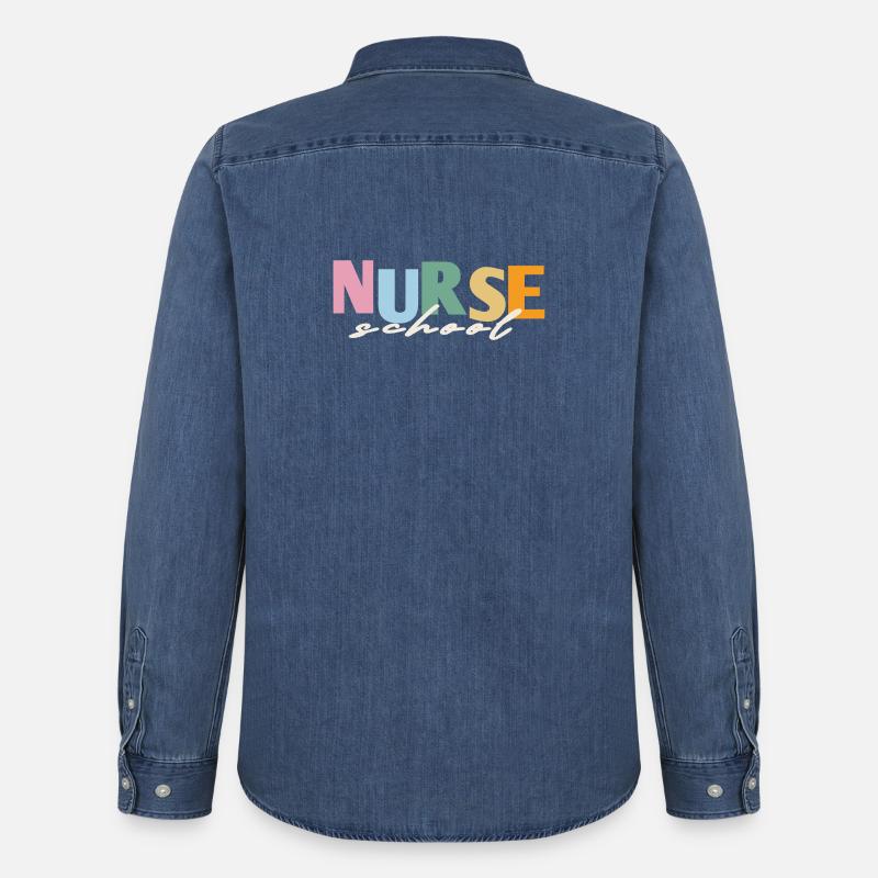 retro krankenschwester schule  - Männer Jeanshemd Organic von Stanley/Stella - verwaschenes Mittelblau 