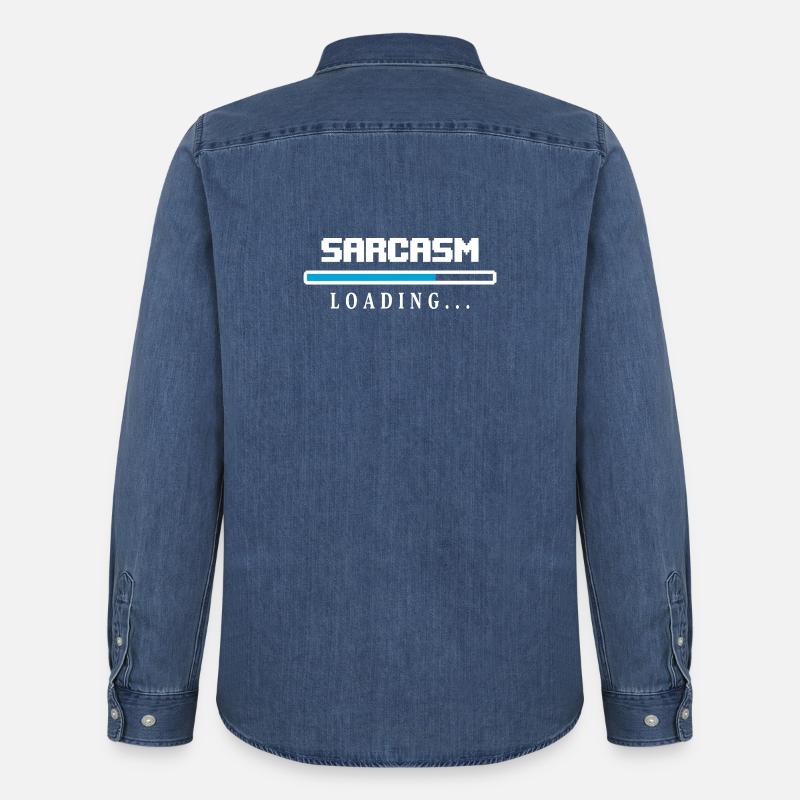Sarcasm Loading Ladebalken Spruch - Männer Jeanshemd Organic von Stanley/Stella - verwaschenes Mittelblau 